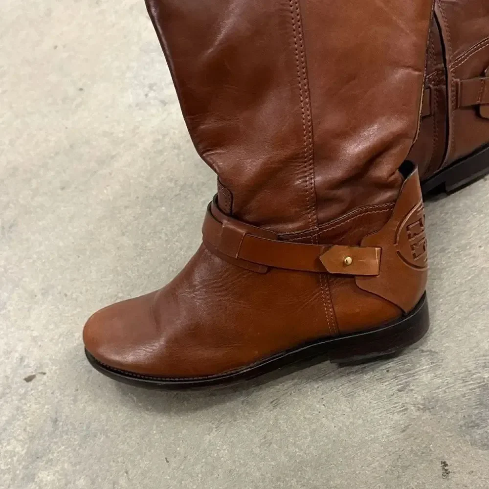 Tory Burch Chestnut Leather Tall Boots